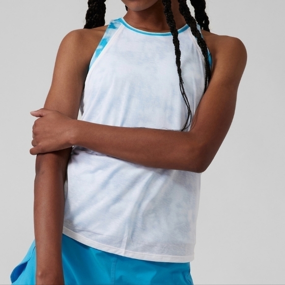 Athleta Girl Perfect Pair Tank In  Free Spirit Santorini Blue Size XL/14 - Picture 12 of 13